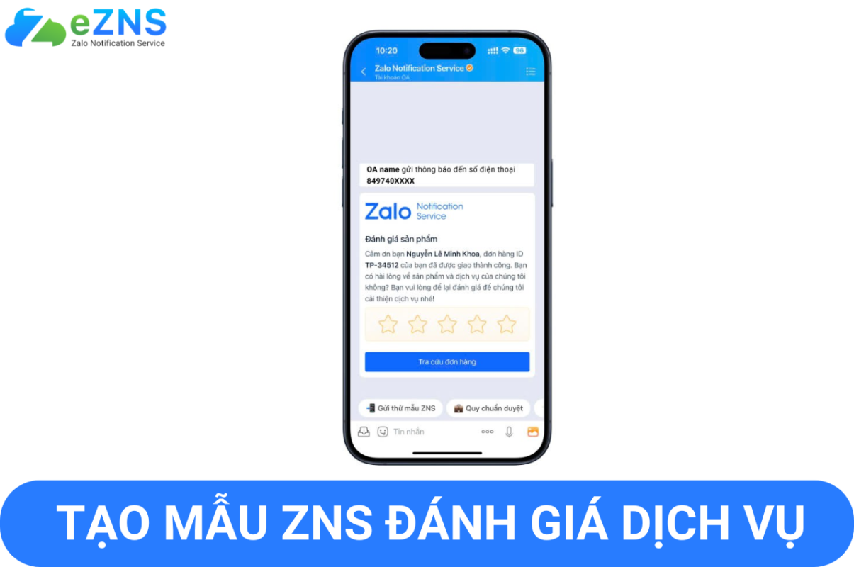 Tạo mẫu ZNS đánh giá dịch vụ