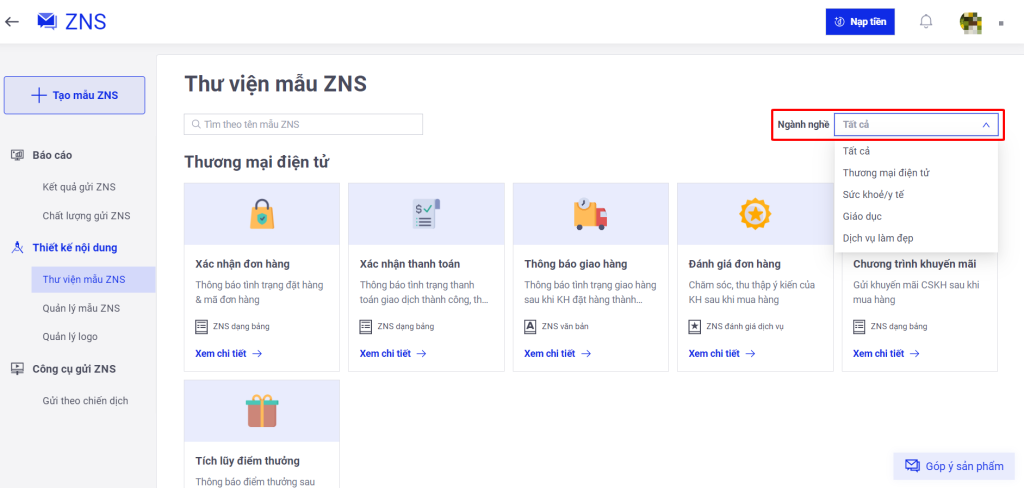 Hướng dẫn cách sử dụng thư viện mẫu ZNS